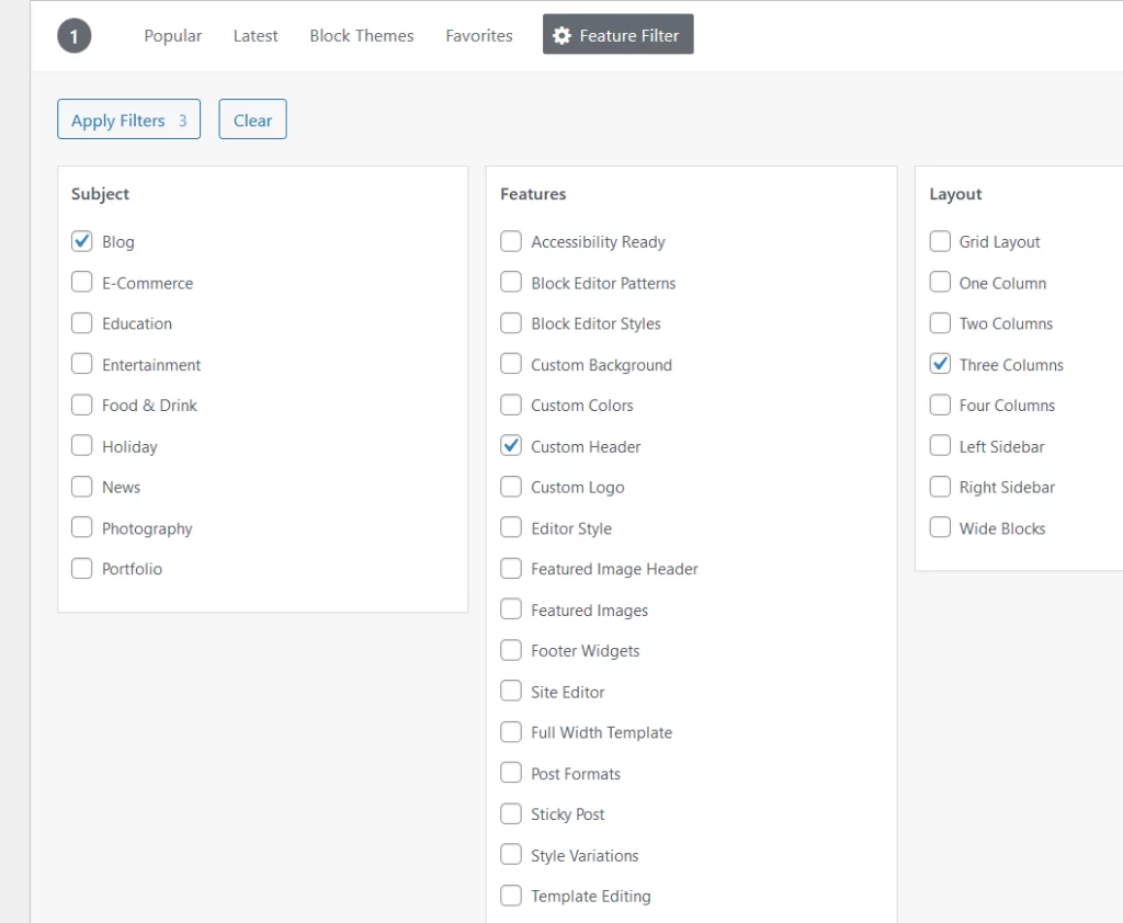 How to start a blog in WordPress setting option while selecting theme