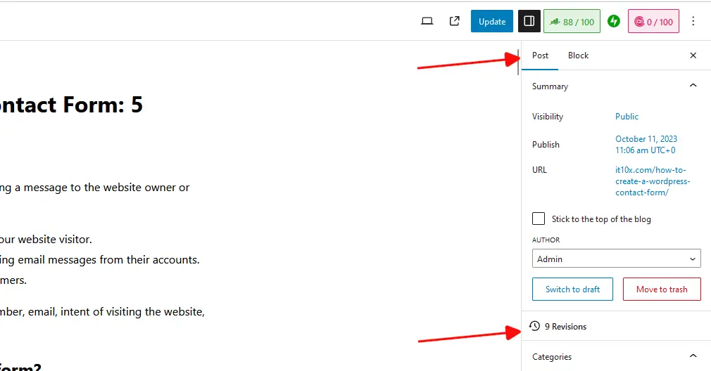 WordPress Revisions