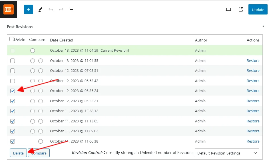 WordPress Revisions