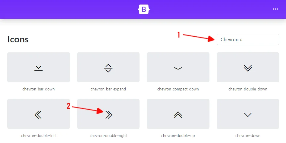 Getting Bootstrap Icons Code.