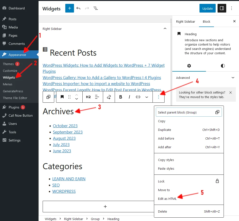 WordPress Dashicons